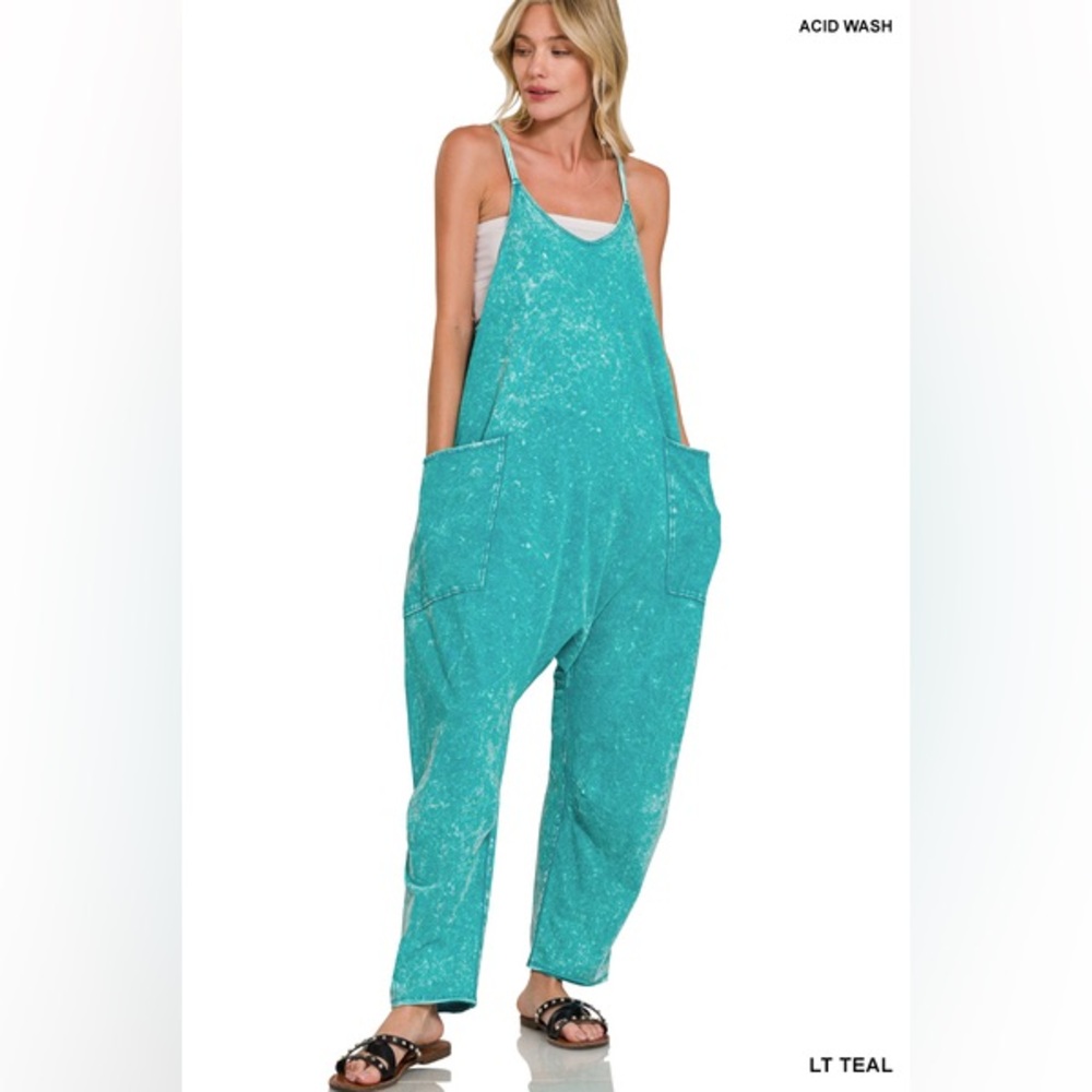 #58 🌸New! Acid Washed Cotton Jumper Harem Pants Jumper - Picture 2 of 2